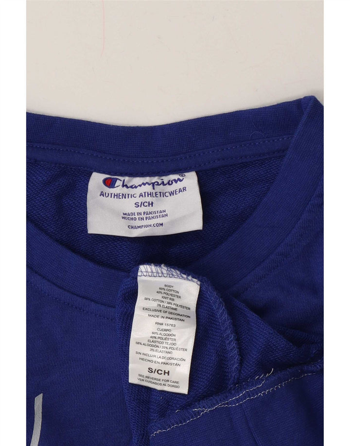 Champion Womens Graphic Oversized Sweatshirt Pullover UK 10 Small Blau Baumwolle