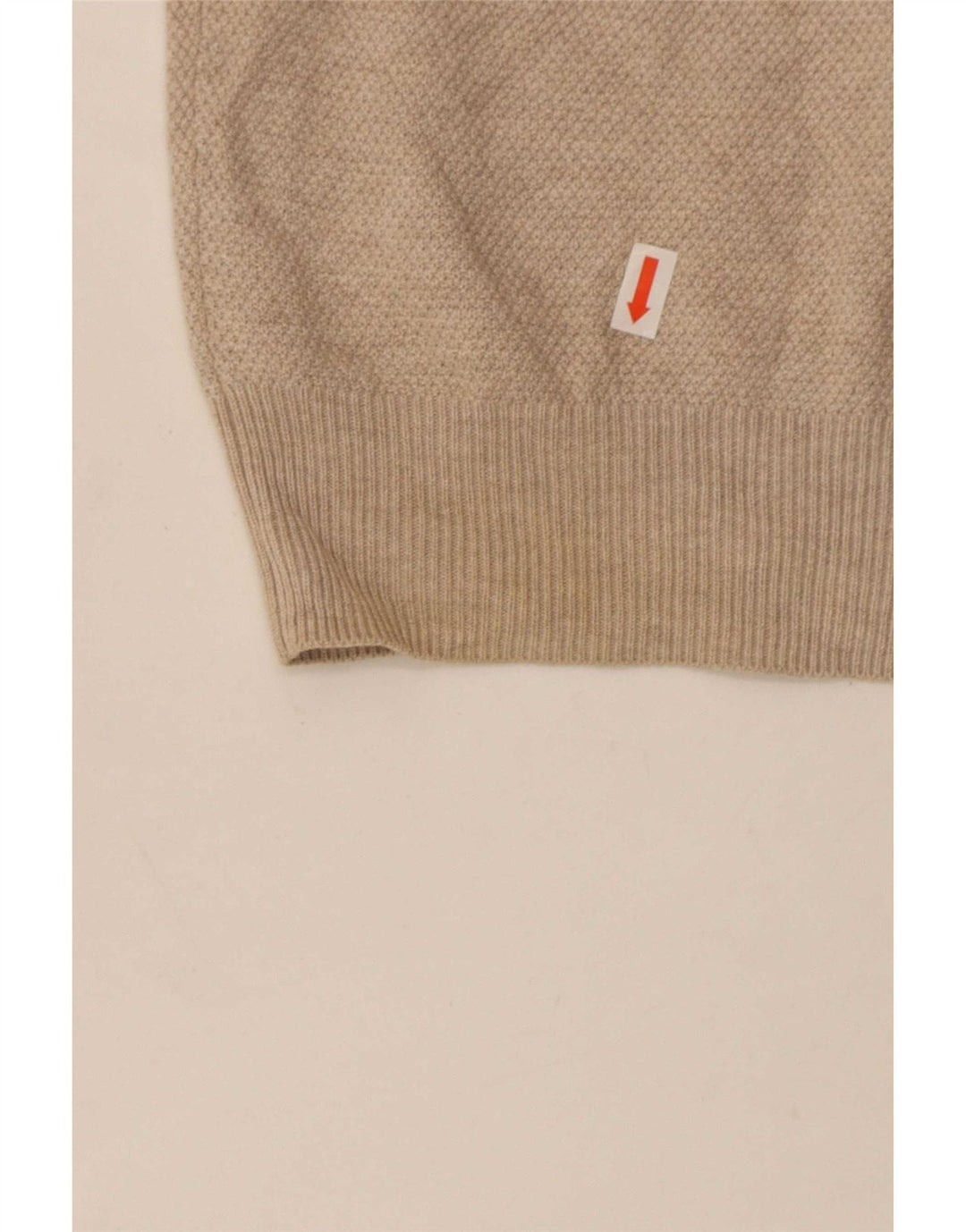 Massimo Dutti Herren-Pullover mit Reißverschluss am Hals, mittelbeige Baumwolle