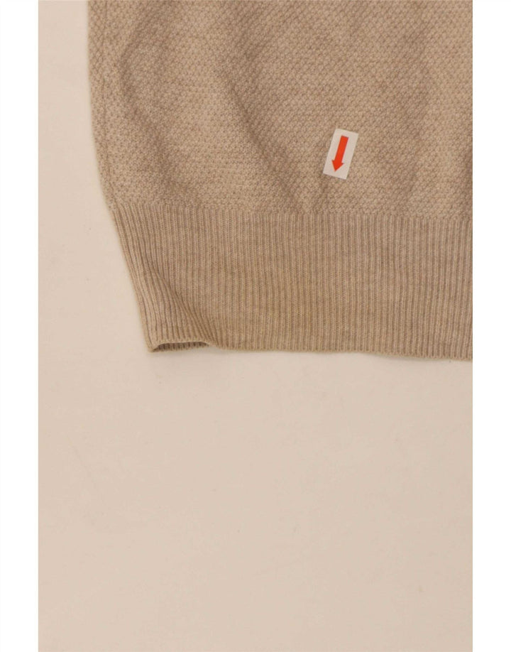 Massimo Dutti Herren-Pullover mit Reißverschluss am Hals, mittelbeige Baumwolle