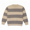 Marks & Spencer Herren-Pullover mit Rundhalsausschnitt, XL, beige gestreift, Polyester