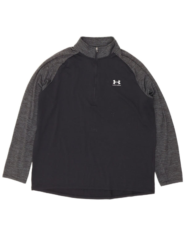 Under Armour Herren-Top mit Reißverschluss, Grafik, langärmlig, groß, Schwarz, Sport