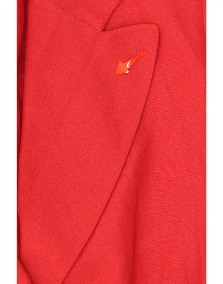 STEFANEL Womens 3 Button Short Sleeve Blazer Jacket IT 44 Medium Red Linen Vintage Stefanel and Second-Hand Stefanel from Messina Hembry 