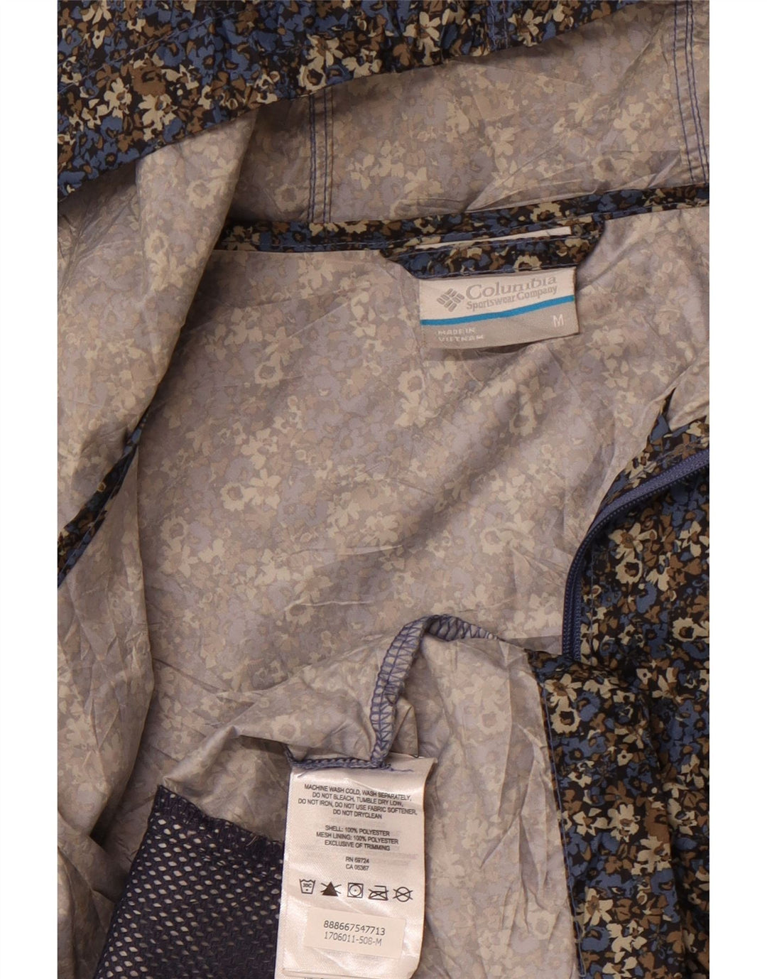 COLUMBIA Damen-Regenjacke mit Kapuze, UK 14, mittelgroß, mehrfarbig, Blumenmuster