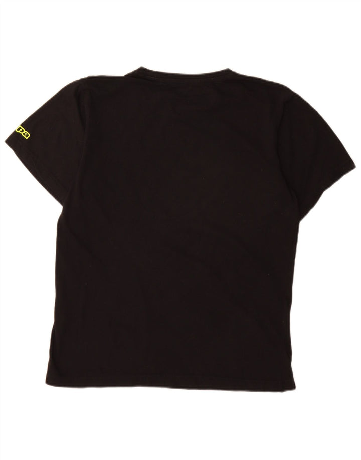 Kappa Herren Grafik-T-Shirt-Oberteil aus mittelschwarzer Baumwolle