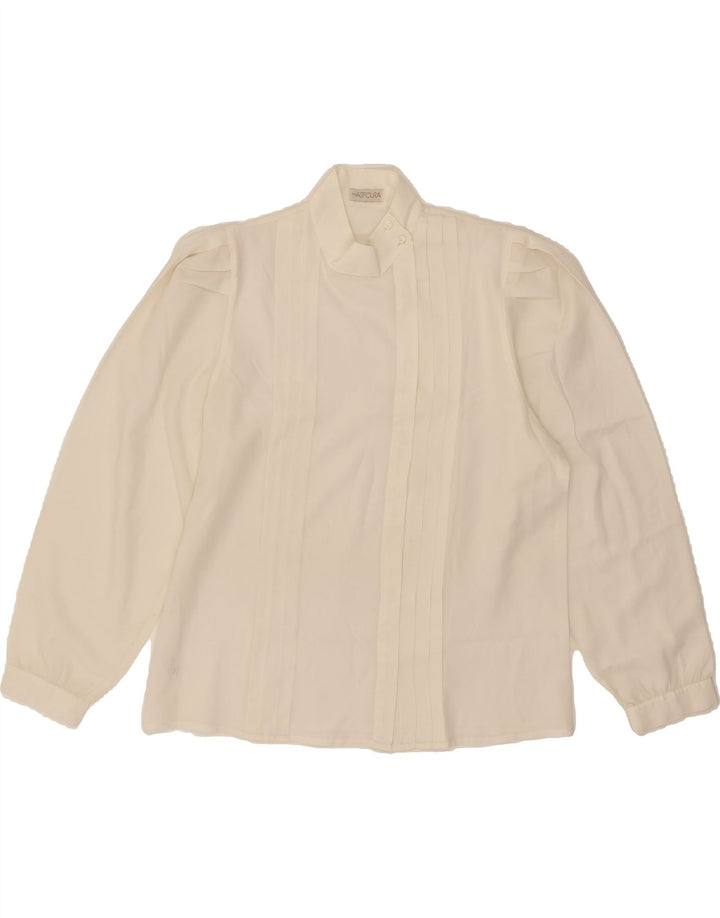 VINTAGE Womens Shirt Blouse UK 16 Large Off White Polyester Vintage Vintage and Second-Hand Vintage from Messina Hembry 
