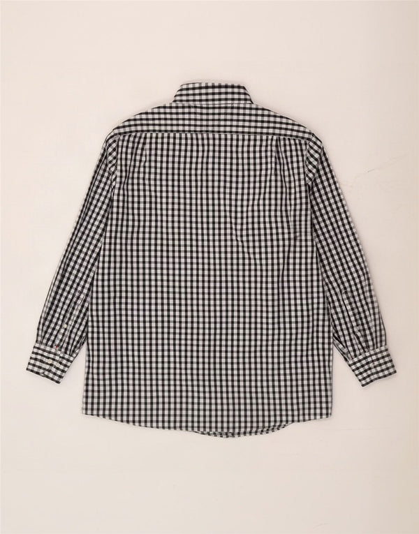 Tommy Hilfiger Herrenhemd, Größe 17 1/2 XL, schwarze Gingham-Baumwolle