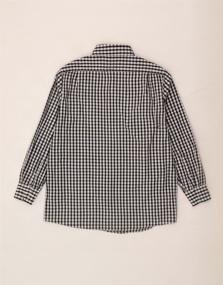 Tommy Hilfiger Herrenhemd, Größe 17 1/2 XL, schwarze Gingham-Baumwolle