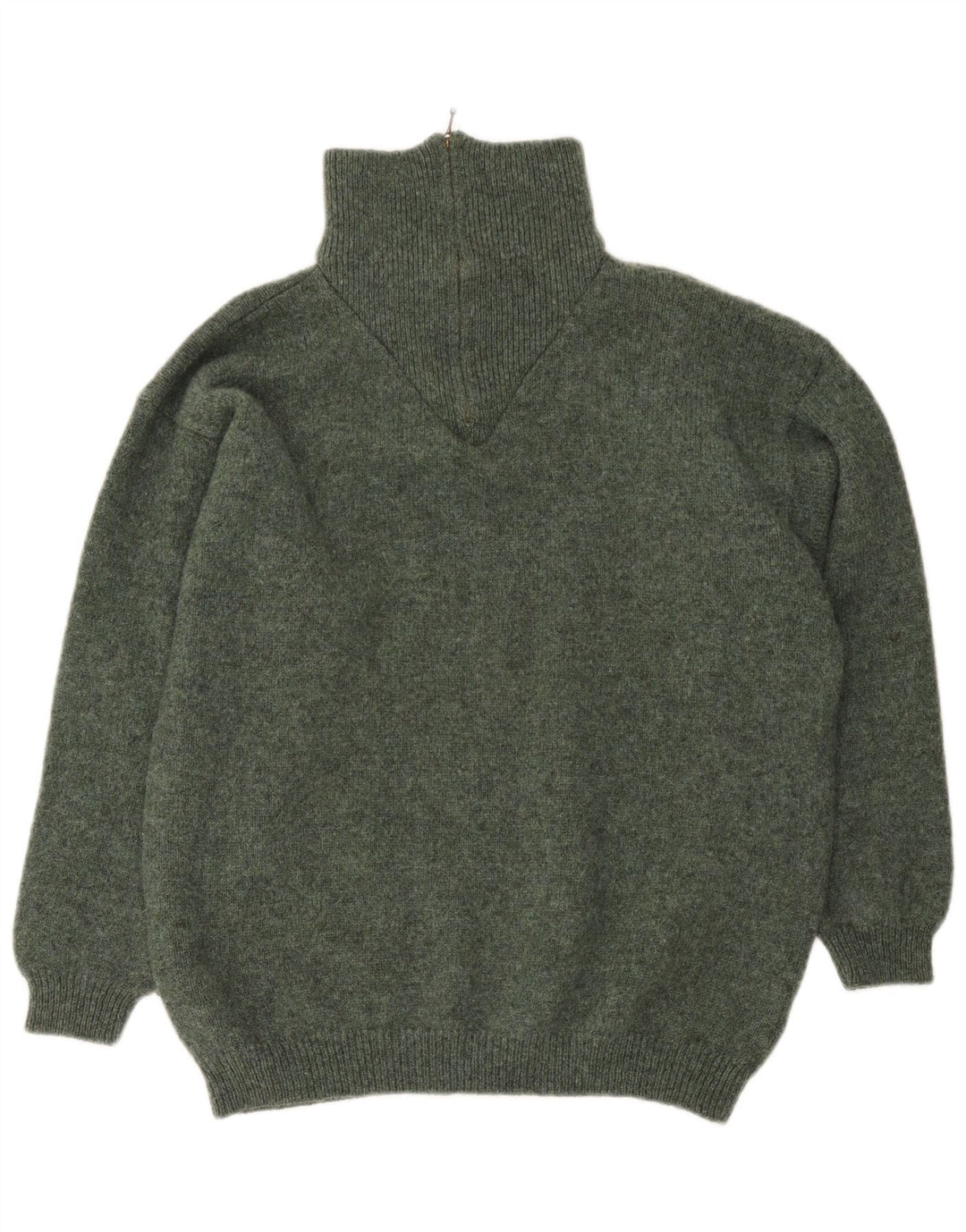 Vintage Herren-Pullover mit Reißverschluss, XL, Khaki, Schurwolle