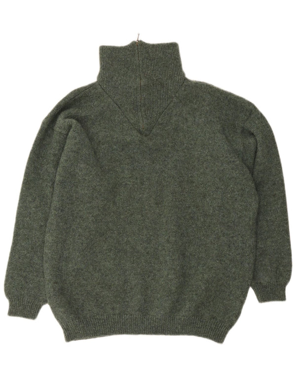Vintage Herren-Pullover mit Reißverschluss, XL, Khaki, Schurwolle