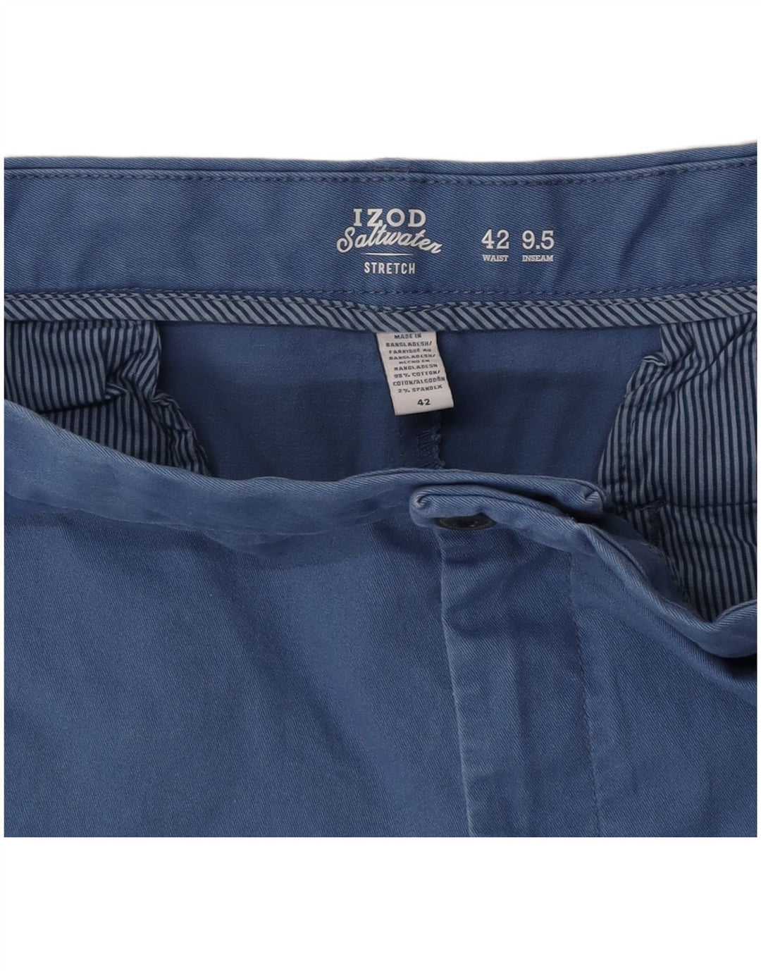 IZOD Herren Stretch Chino Shorts W42 2XL Blaue Baumwolle