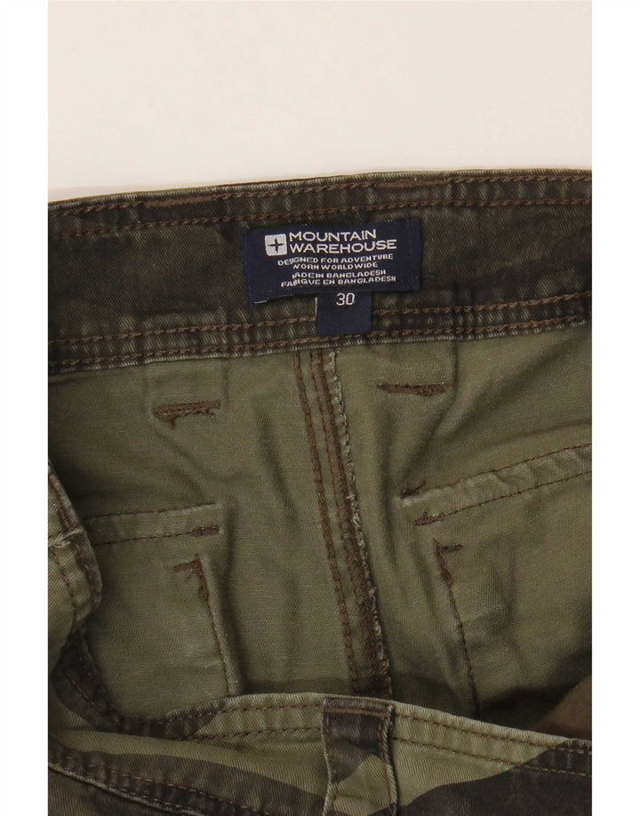 Mountain Warehouse Herren-Cargoshorts W30 aus mittelgrüner Camouflage-Baumwolle