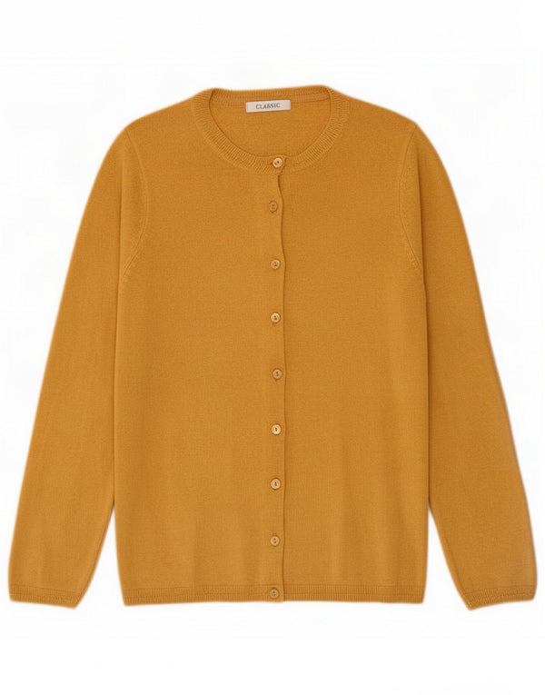 Marks & Spencer Womens Cardigan Sweater UK 12 Medium Yellow Acrylic