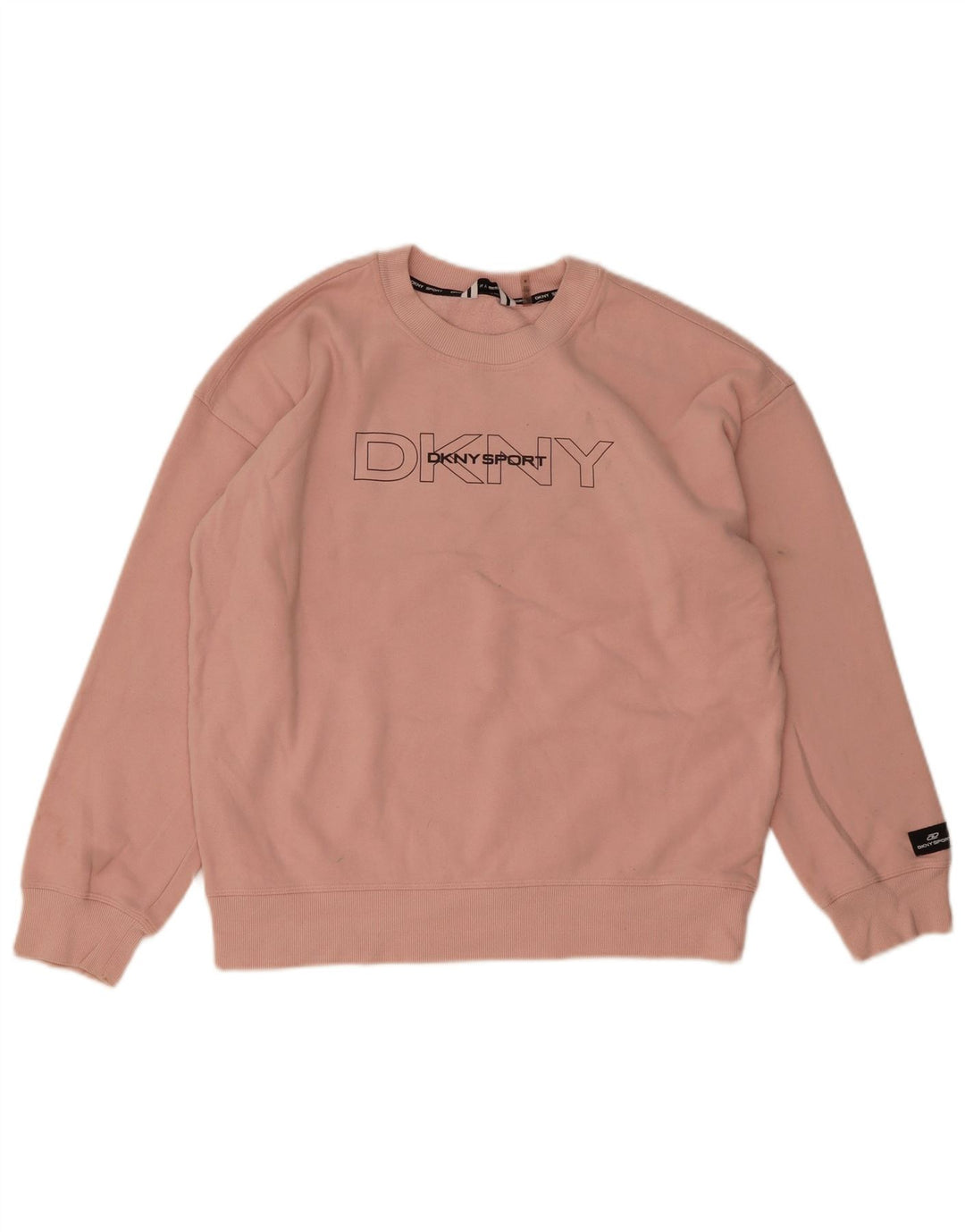 Dkny Womens Graphic Oversized Sweatshirt Pullover UK 14 Mittelrosa Baumwolle