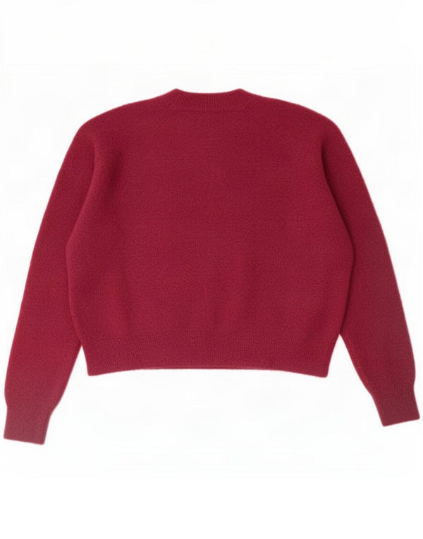Zara Damen-Pullover, übergroß, mit Rundhalsausschnitt, Gr. 10, Größe S, Burgunderrot