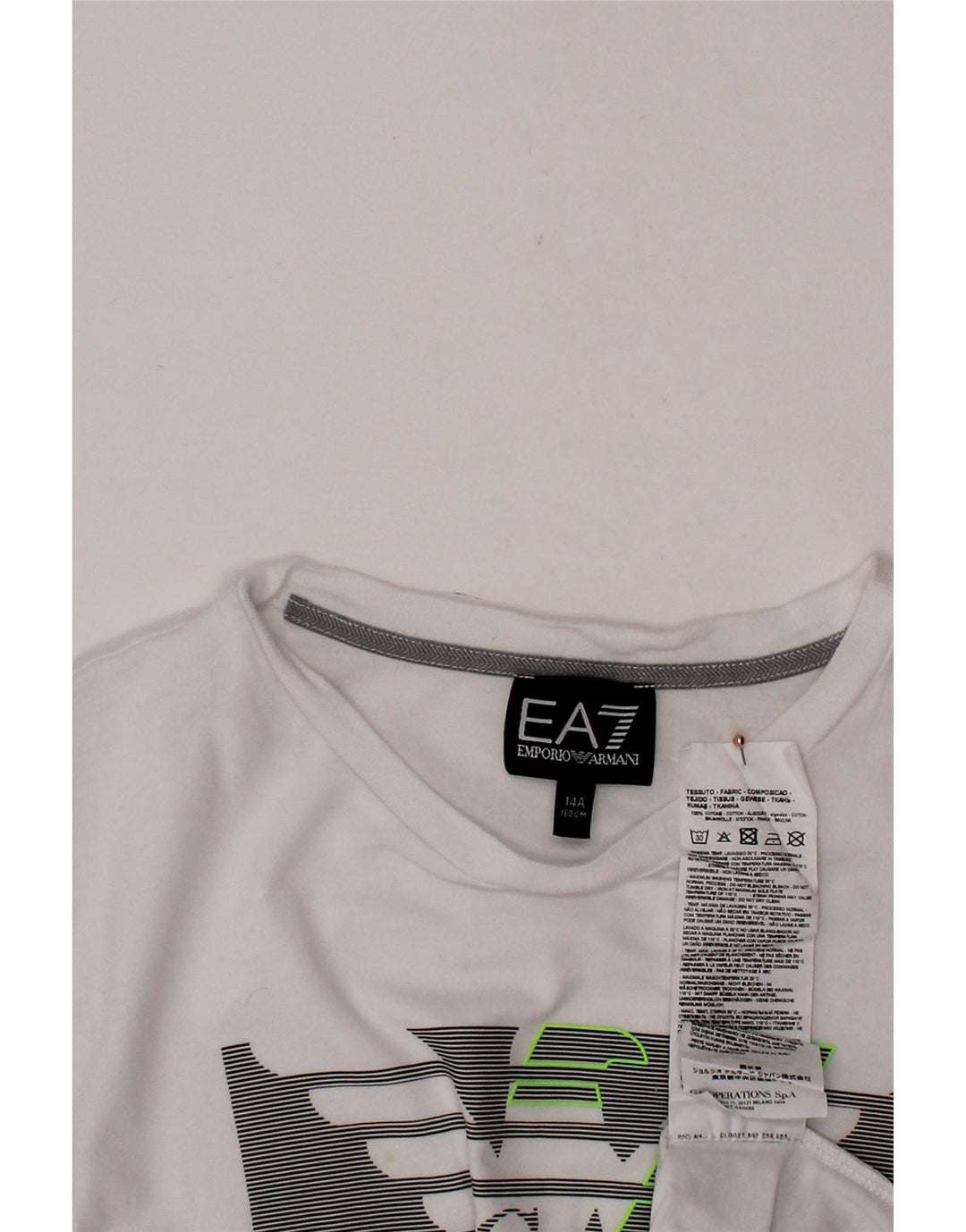EMPORIO ARMANI Jungen-T-Shirt mit Grafik, 13–14 Jahre, weiße Baumwolle