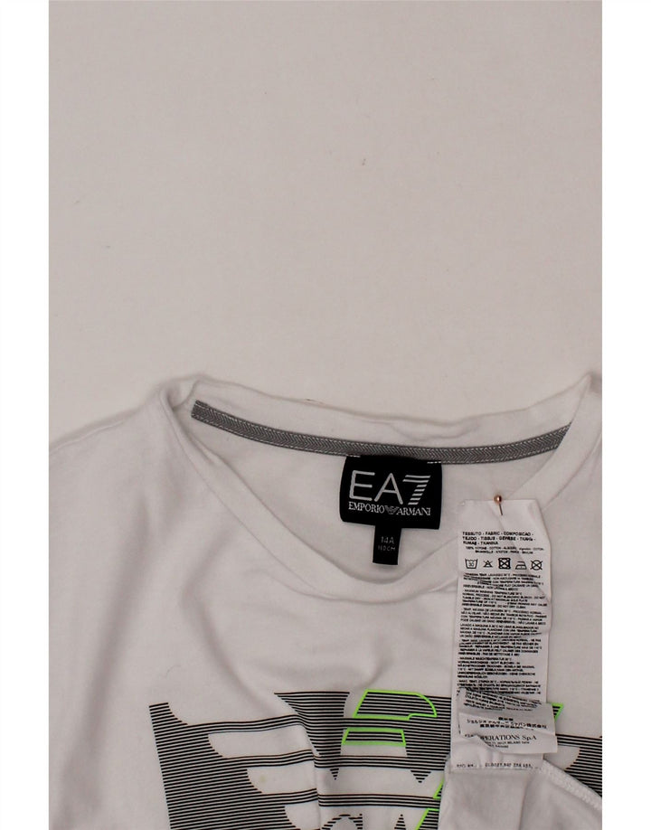 EMPORIO ARMANI Jungen-T-Shirt mit Grafik, 13–14 Jahre, weiße Baumwolle