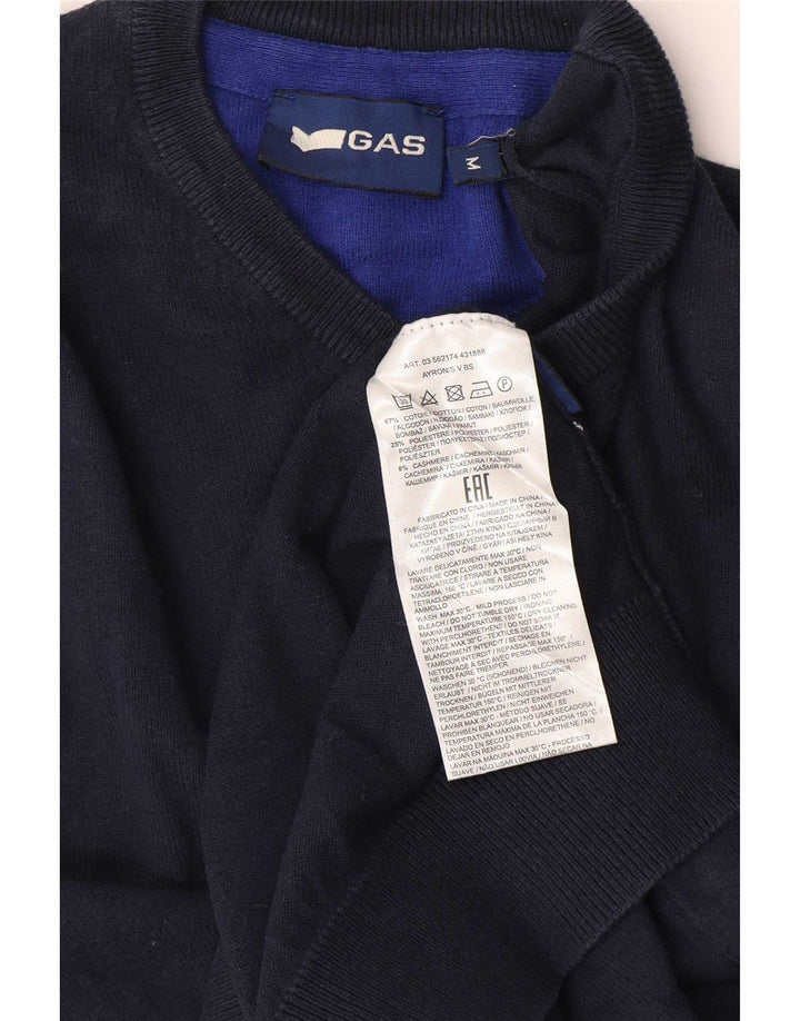 Gas Herren-Pullover mit V-Ausschnitt, mittlere marineblaue Baumwolle