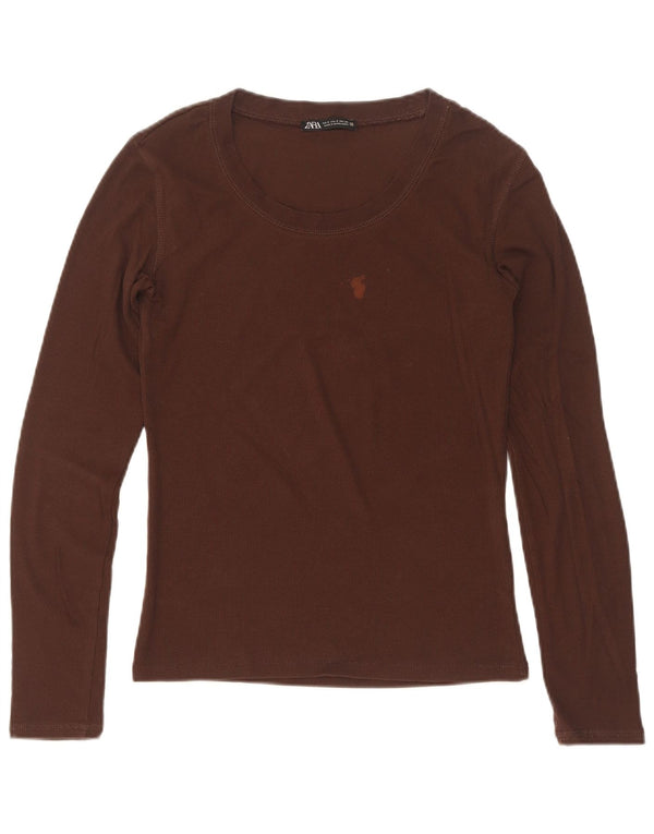 Zara Damen Top Langarm UK 8 Small Braun