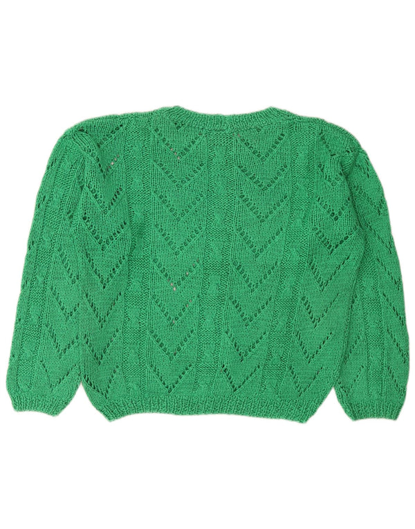 Vintage Damen Pullover mit U-Boot-Ausschnitt UK 14 Mittelgrün