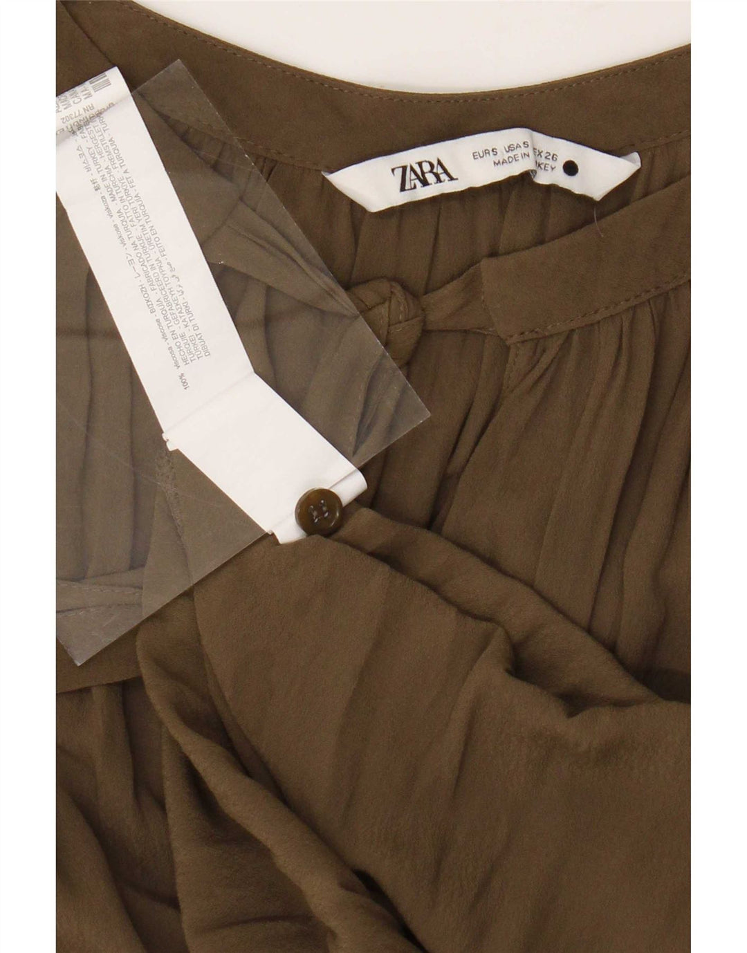 Übergroßes Blusenoberteil für Damen von Zara, Gr. 10, Größe S, grüne Viskose
