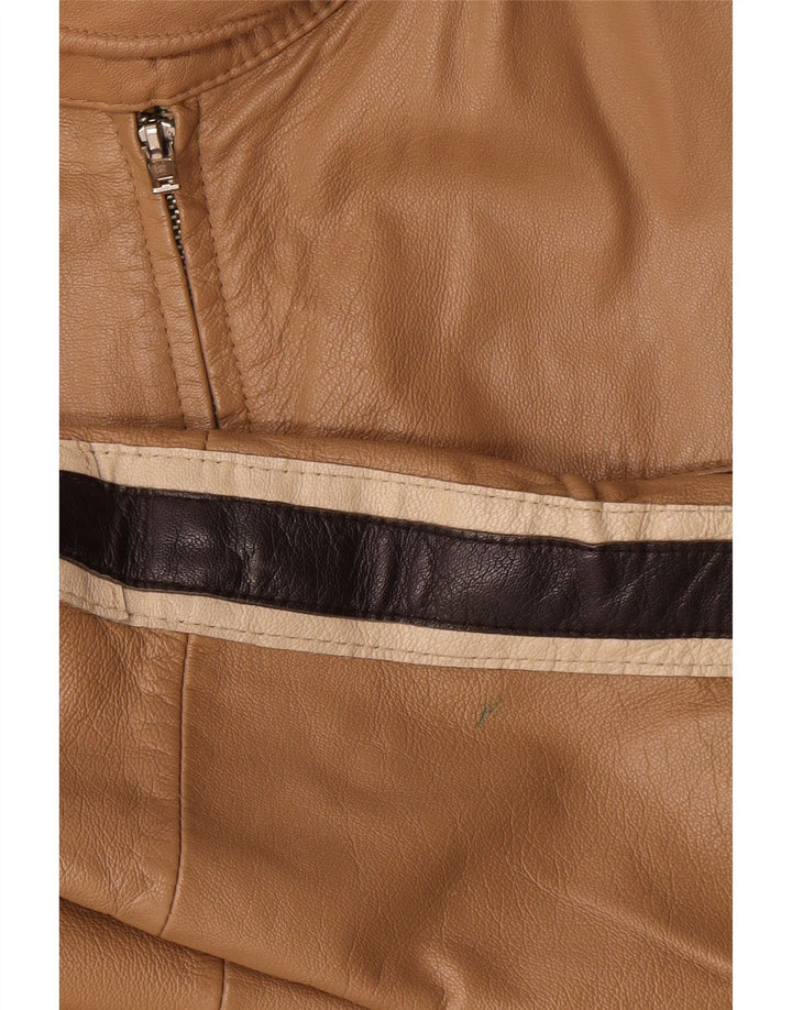 Vintage Herren Lederjacke IT 54 XL Beige Colourblock Leder