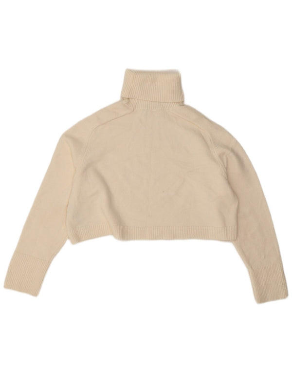 Zara Damen Crop Oversized Rollkragenpullover Pullover UK 14 Medium Off White