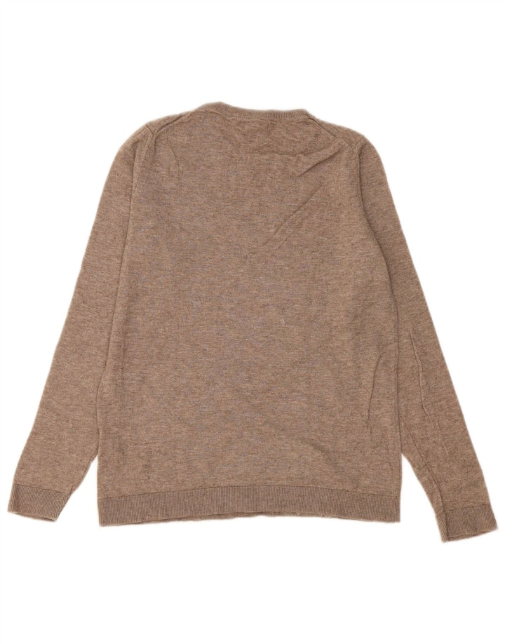 Massimo Dutti Damen-Pullover mit Rundhalsausschnitt, Gr. 10, kleine beige Wolle