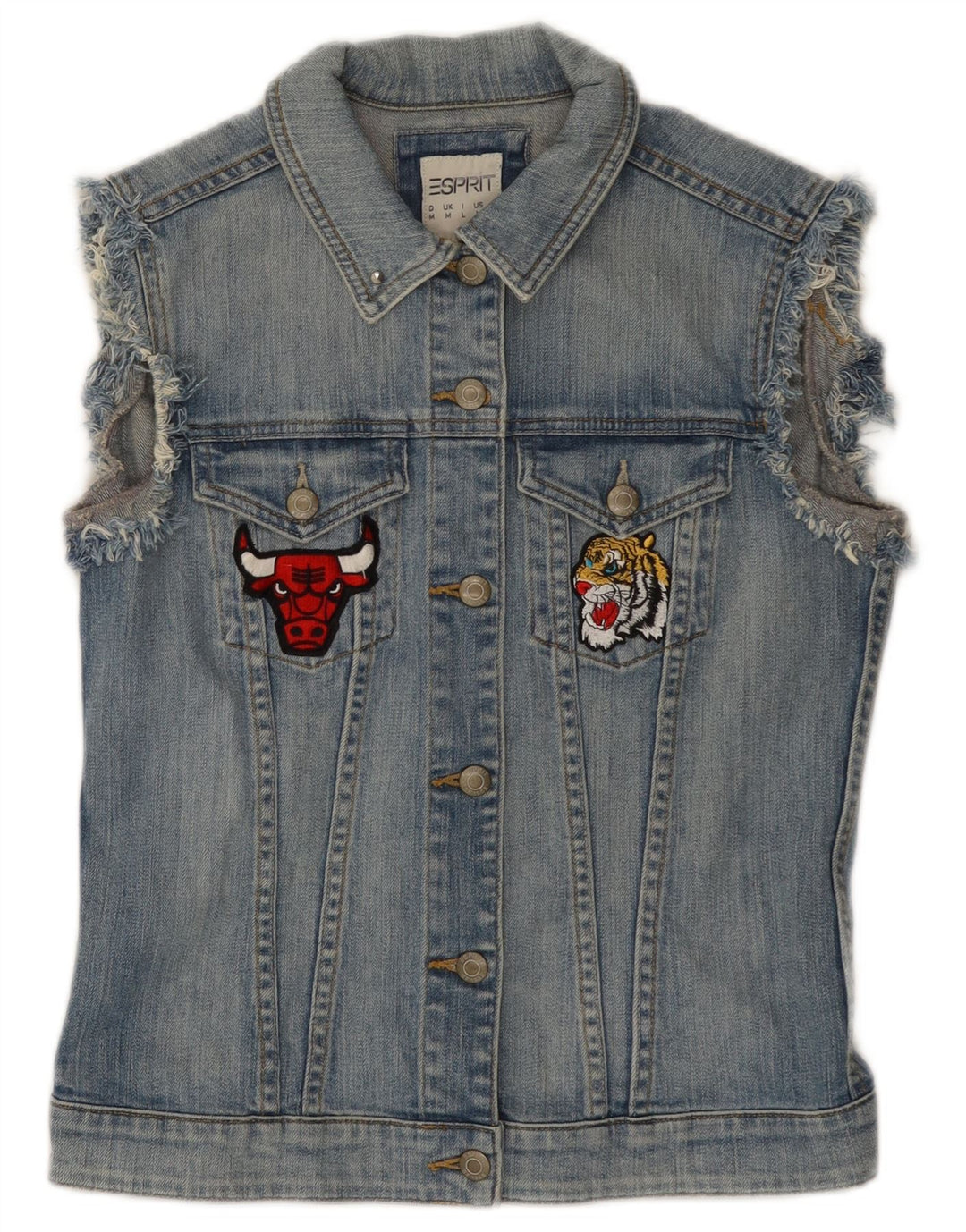 ESPRIT Damen Chicago Bulls Graphic Denim Gilet UK 12 Mittelblaue Baumwolle