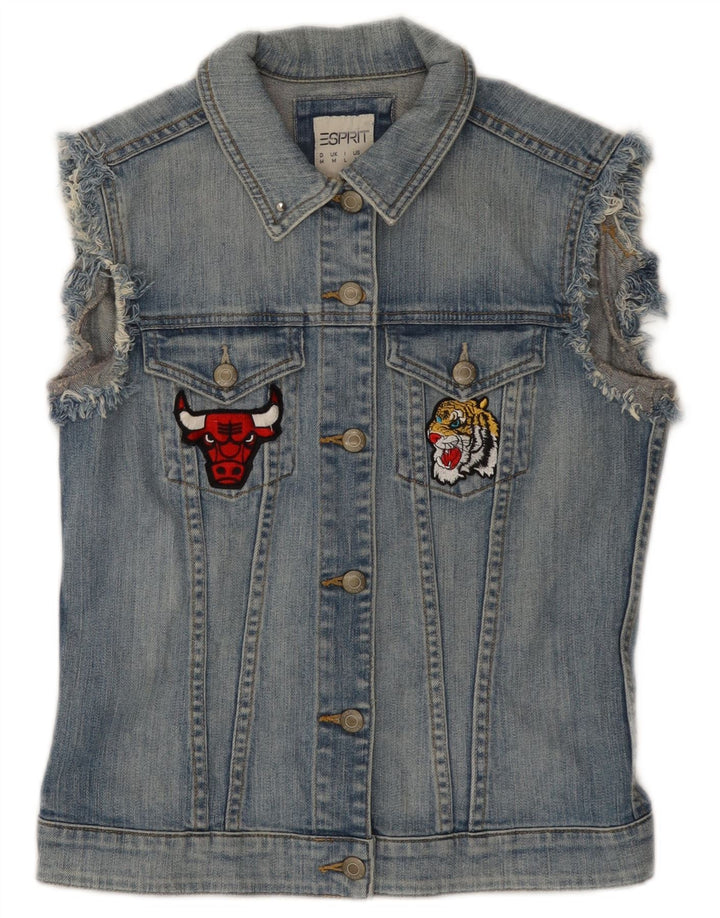 ESPRIT Damen Chicago Bulls Graphic Denim Gilet UK 12 Mittelblaue Baumwolle