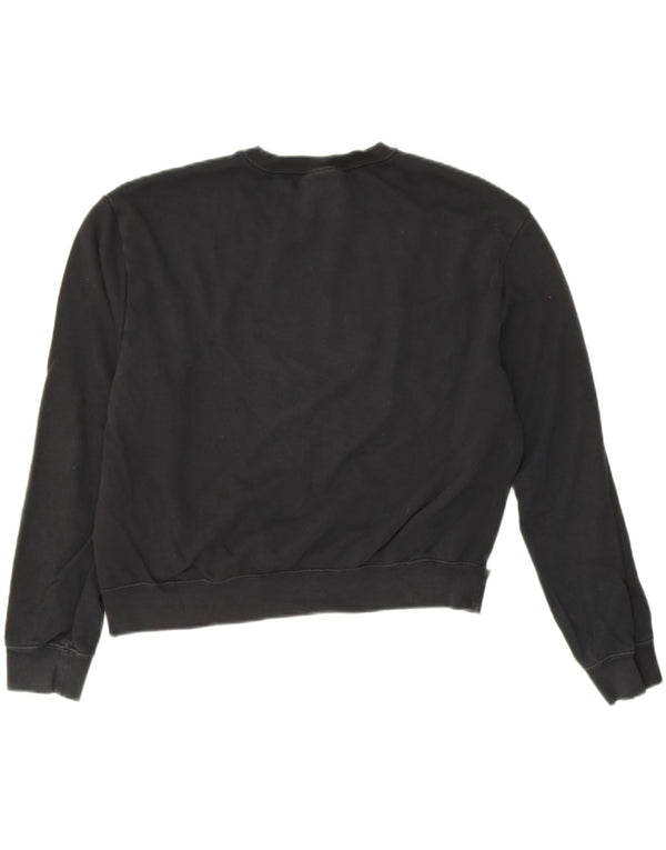 Nike Damen Crop Graphic Sweatshirt Pullover UK 14 Mittelschwarz Farbblock