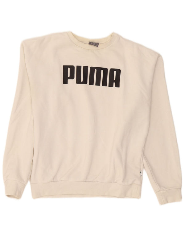 Puma Womens Graphic Oversized Sweatshirt Pullover UK 8 Small Weiße Baumwolle