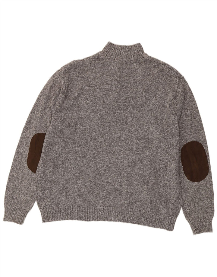 CHAPS Herren-Pullover mit Knopfkragen, 2XL, graue Baumwolle
