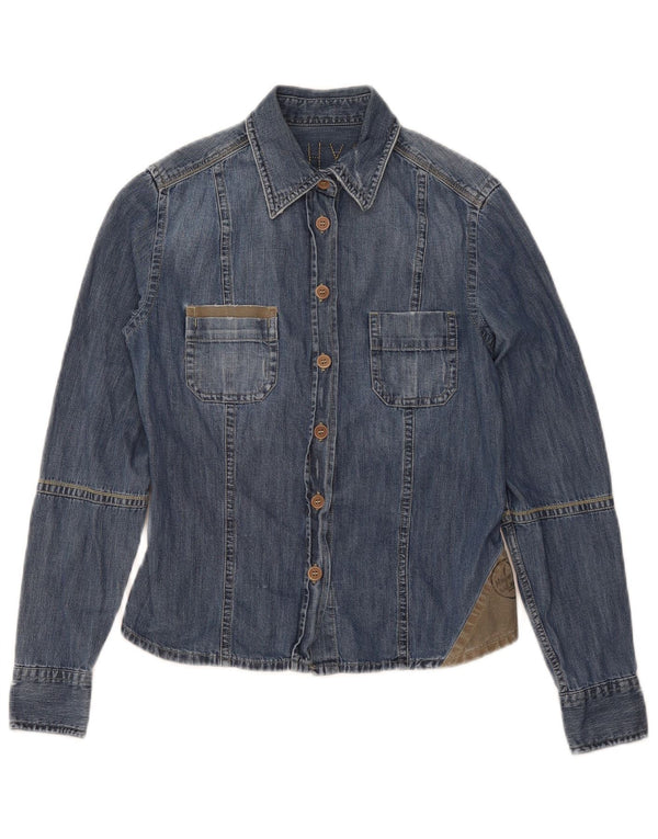 Murphy & Nye Damen Jeanshemd UK 10 Small Blue Colourblock