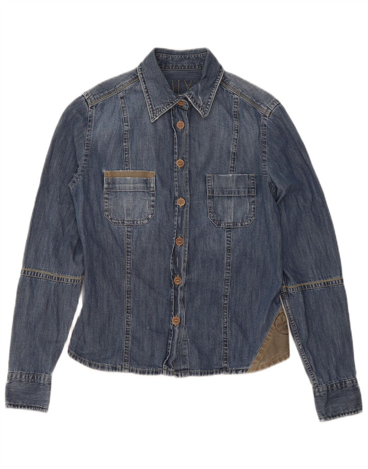 Murphy & Nye Damen Jeanshemd UK 10 Small Blue Colourblock