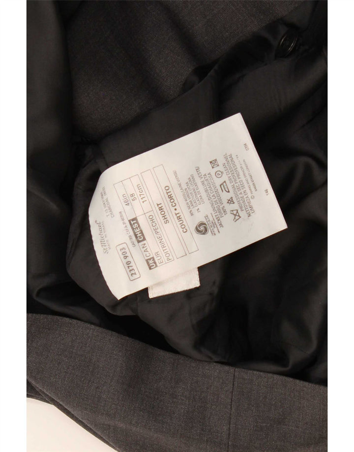 Marks & Spencer Herren Zweireihiger Blazer Jacke UK 46 XL Graue Schurwolle