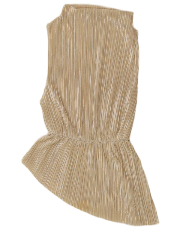 Topshop Damen ärmelloses Velourskleid mit tiefer Taille, Gr. 10, Größe S, Beige