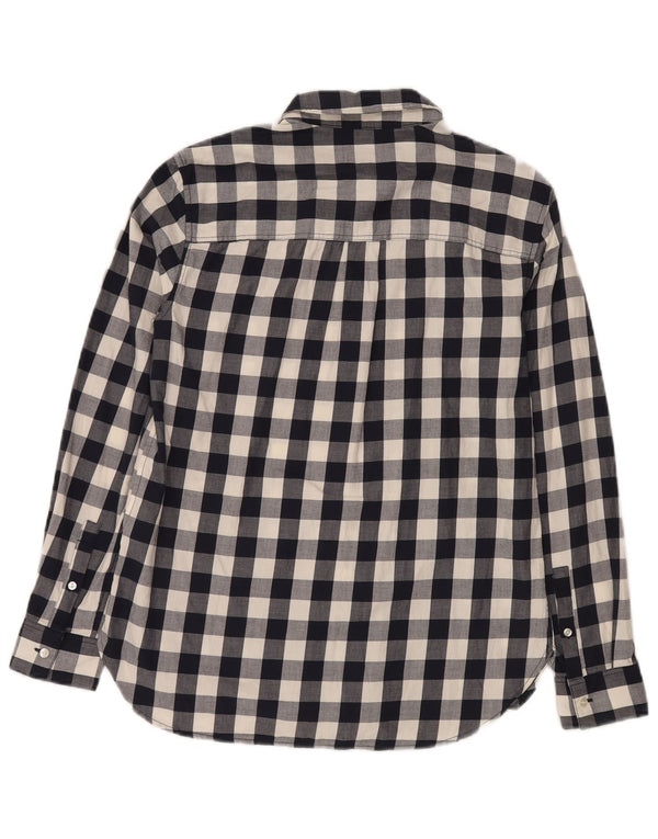 Jack Wills Damen-Flanellhemd in Boyfriend-Passform, Größe S, UK 10, aus schwarzer Baumwolle