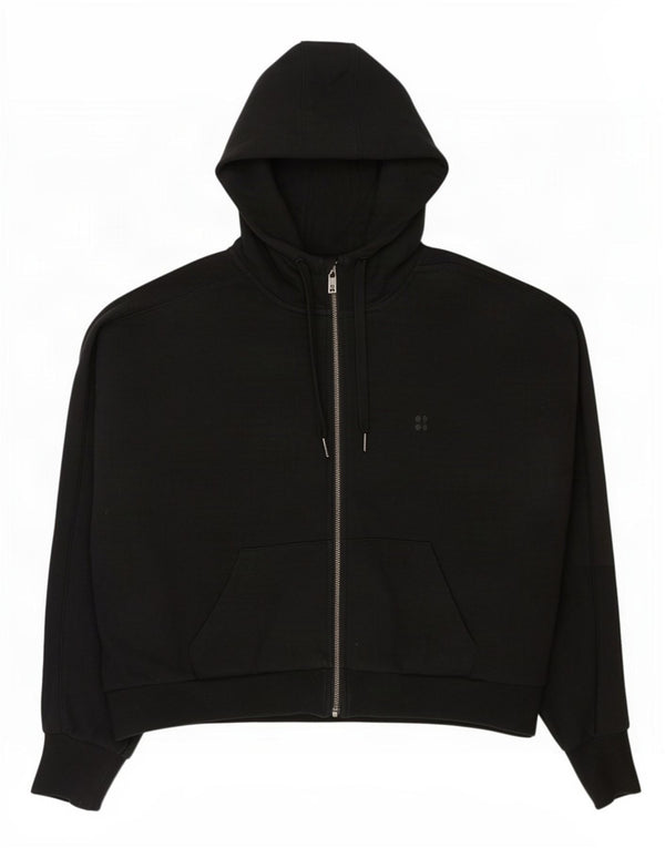 Sweaty Betty Damen-Pullover mit Kapuze, übergroß, mit Reißverschluss, UK 16, Größe L, Schwarz, Baumwolle