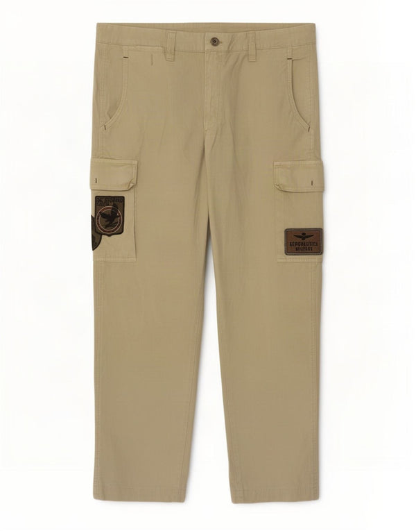 Gerade Cargohose für Herren von Aeronautica Militare, W42, L30, Beige, Baumwolle