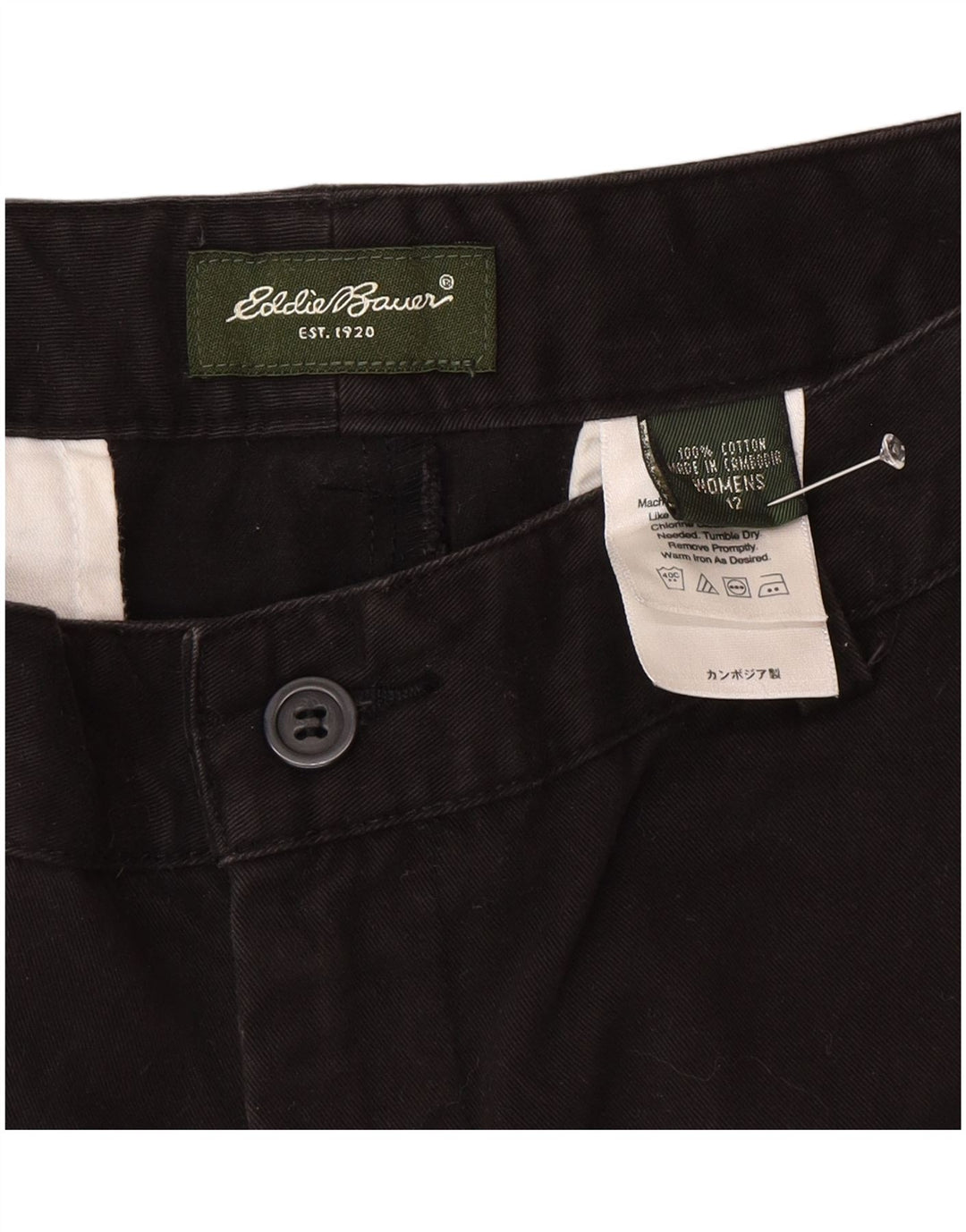 Eddie Bauer Damen Chinoshorts US 12 Large W32 Schwarze Baumwolle