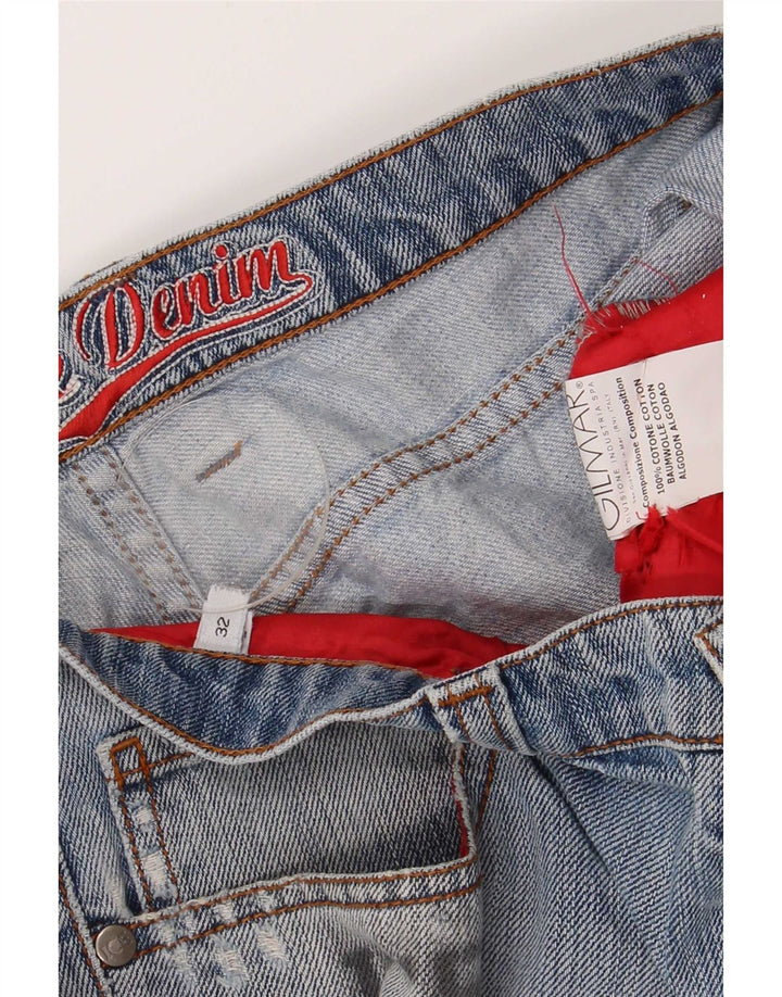Iceberg Damen Pluto Distressed Slim Jeans W32 L32 Blau Baumwolle Cartoon