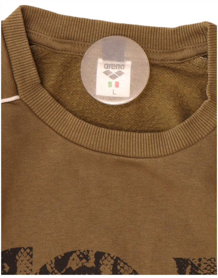 Arena Herren-Sweatshirt mit Grafik, groß, Khaki, Baumwolle