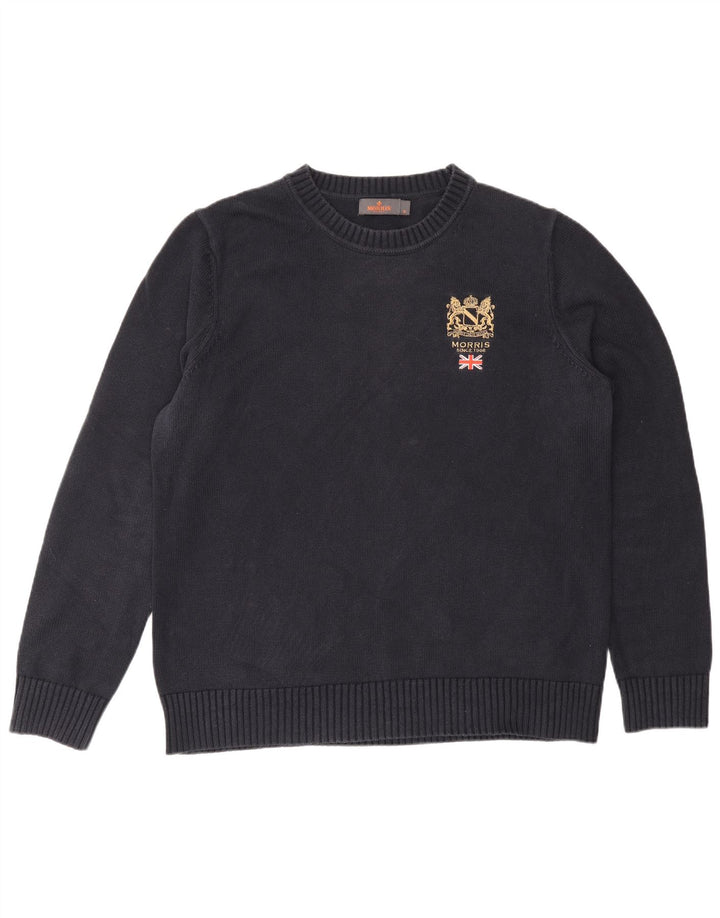 Morris Herren-Pullover mit Rundhalsausschnitt, mittlere marineblaue Baumwolle