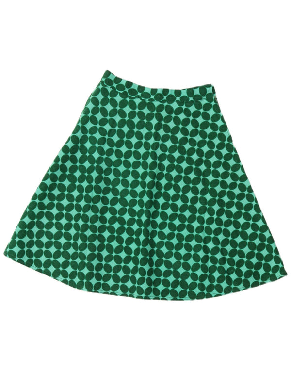Vintage Damen A-Linie Rock W28 Mittelgrün Geometrisch