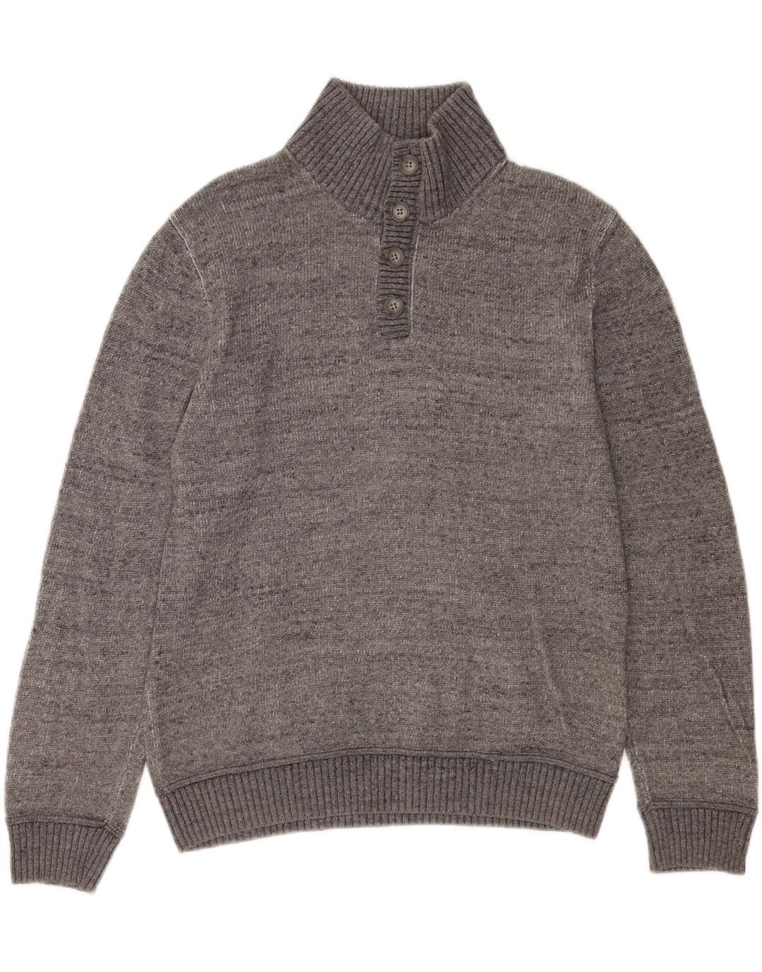Gap Herren-Sweatshirt mit Knopfkragen, mittelgrau gesprenkelte Baumwolle