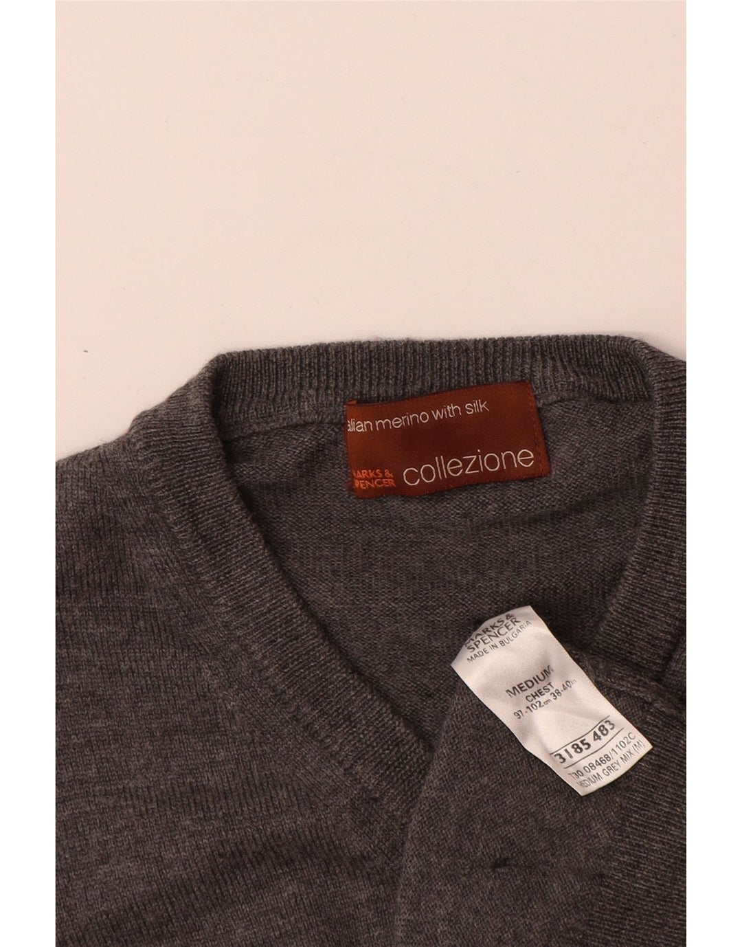Marks & Spencer Herren Weste Tank Top Mittelgraue Merinowolle