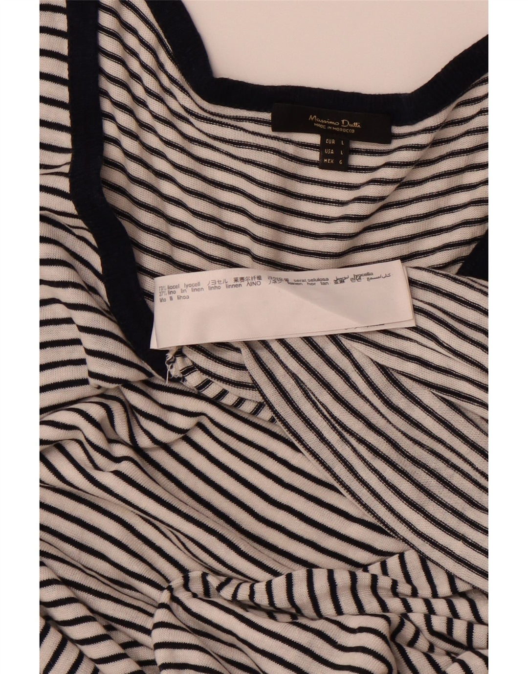 MASSIMO DUTTI Damen Ärmelloses Maxikleid UK 14 Large Weiß gestreift