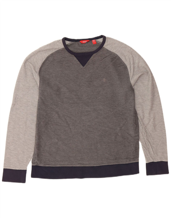 IZOD Herren-Sweatshirt-Pullover aus mittelgrauer Colourblock-Baumwolle