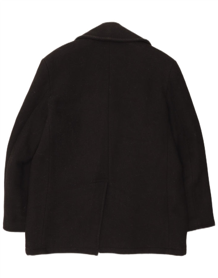 Vintage Herren Pea Coat UK 38 Mittelschwarze Wolle