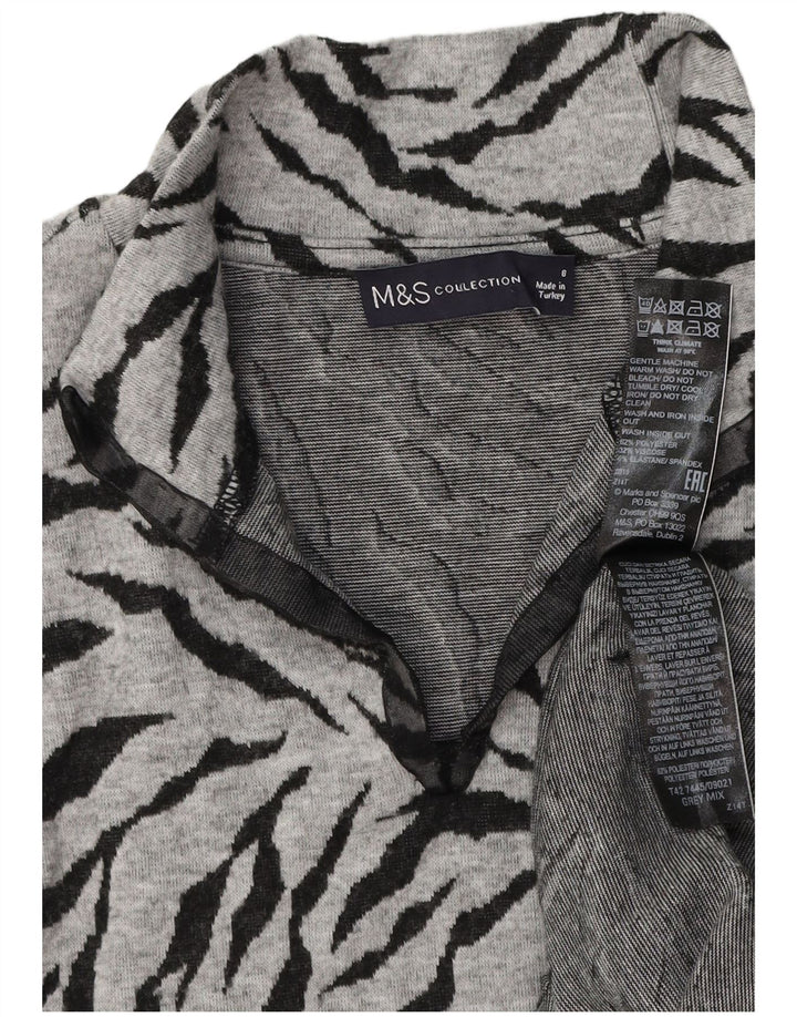 Marks & Spencer Damen-Pulloverkleid, Größe S, Grau, Animal-Print, Polyester